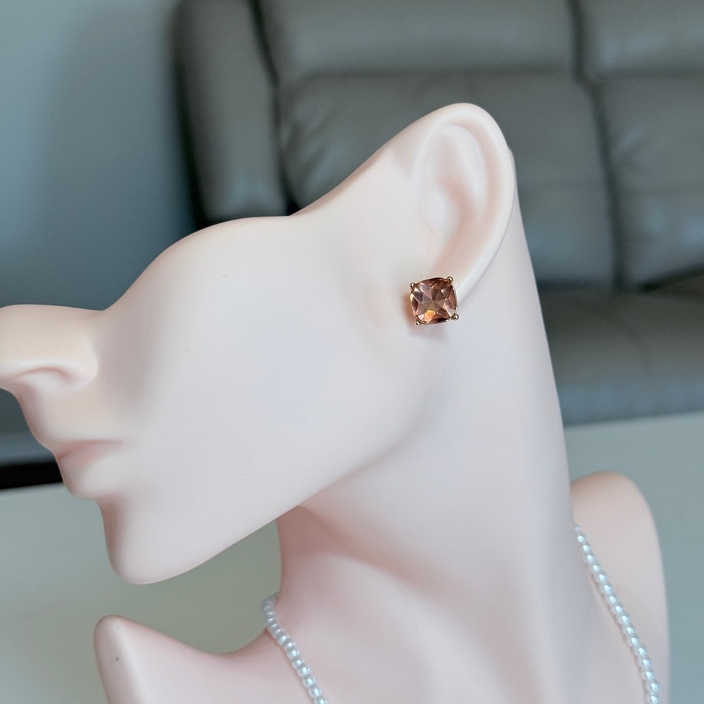 Champagn Pink Cushion-Cut Stud Earrings